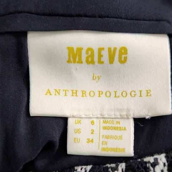 Maeve by Anthropologie Skirt Womens Size 2 Houndstooth Black & White Mini - Picture 4 of 5